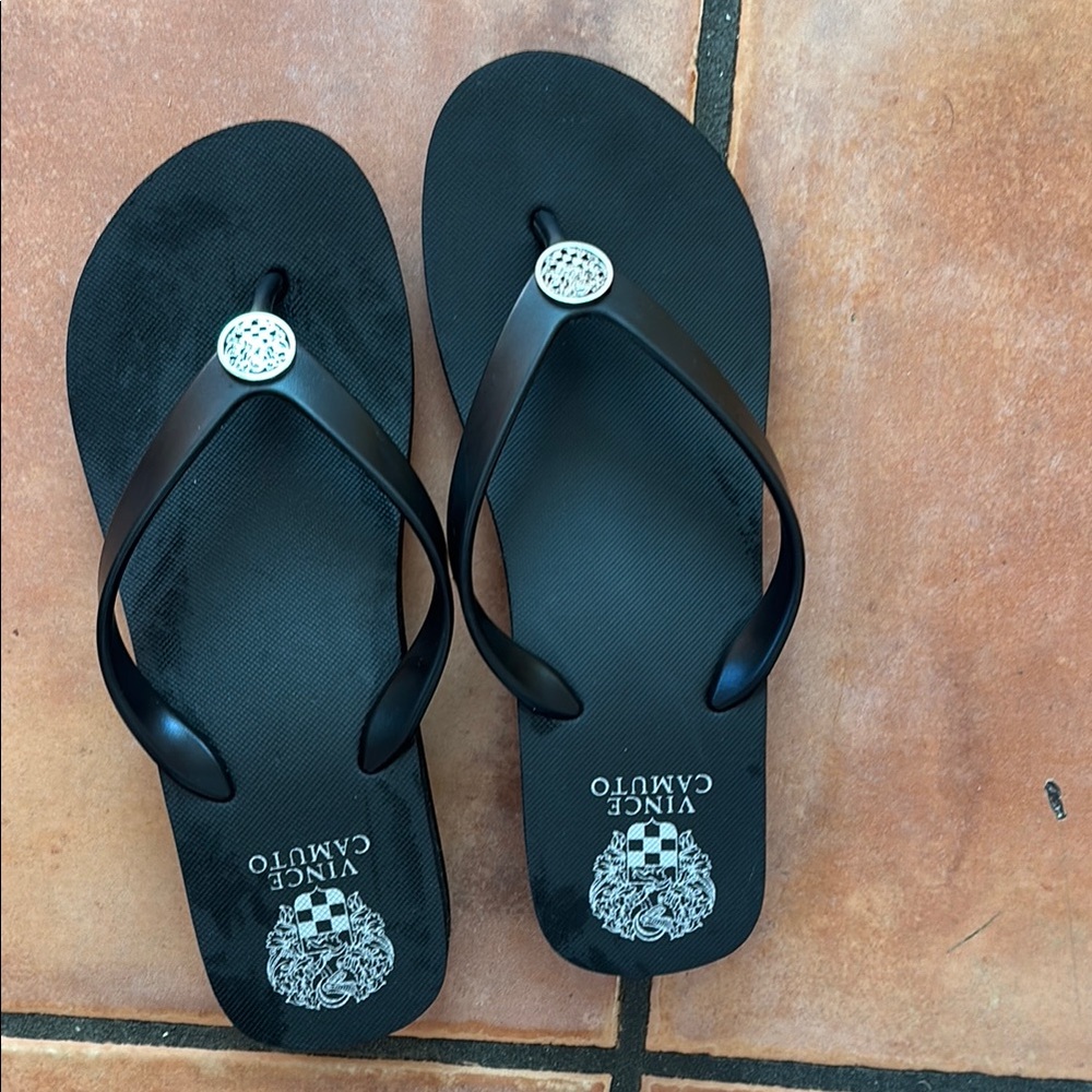 Vince Camuto Black Sandals with Silver Details